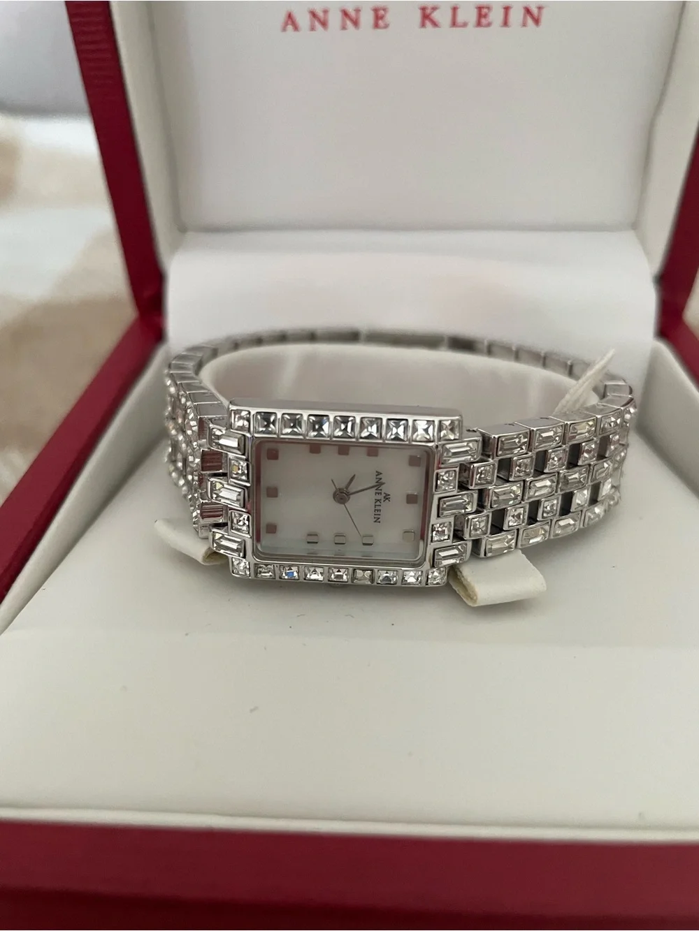 NEW with Tags and Box Anne Klein Silver-Tone Crystal Bracelet Women’s Watch